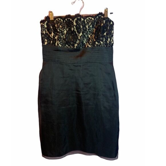 Ann Taylor Strapless Black Lace Dress 12P - Picture 1 of 4